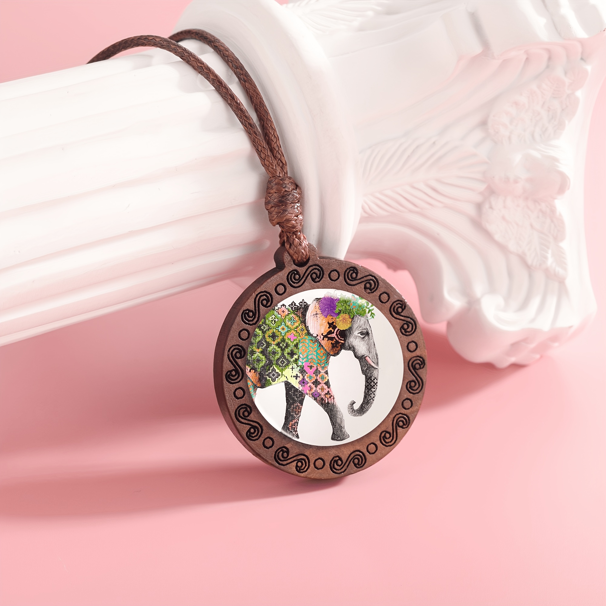 Handcrafted Vintage Necklace with Elephant Pattern